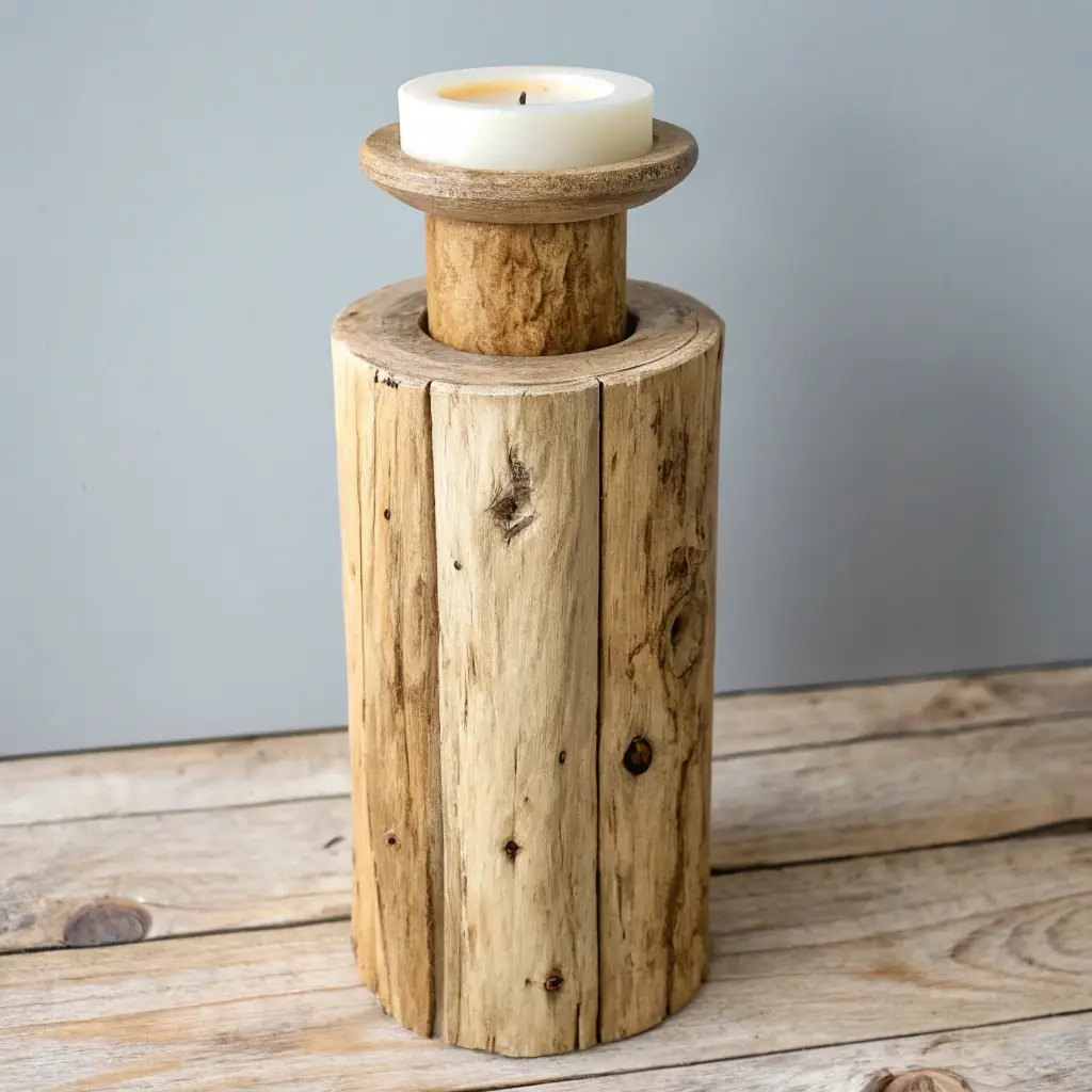 Handgjord Ljusstake i Trä