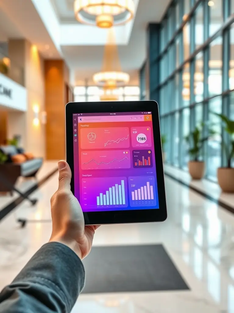 A screenshot of the PENGBOOST platform on a tablet, showcasing its user-friendly interface, real-time sales tracking, and communication features, against a blurred background of a school event.